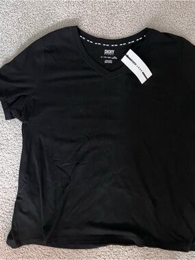 DKNY Black V-Neck Short Sleeve Tee